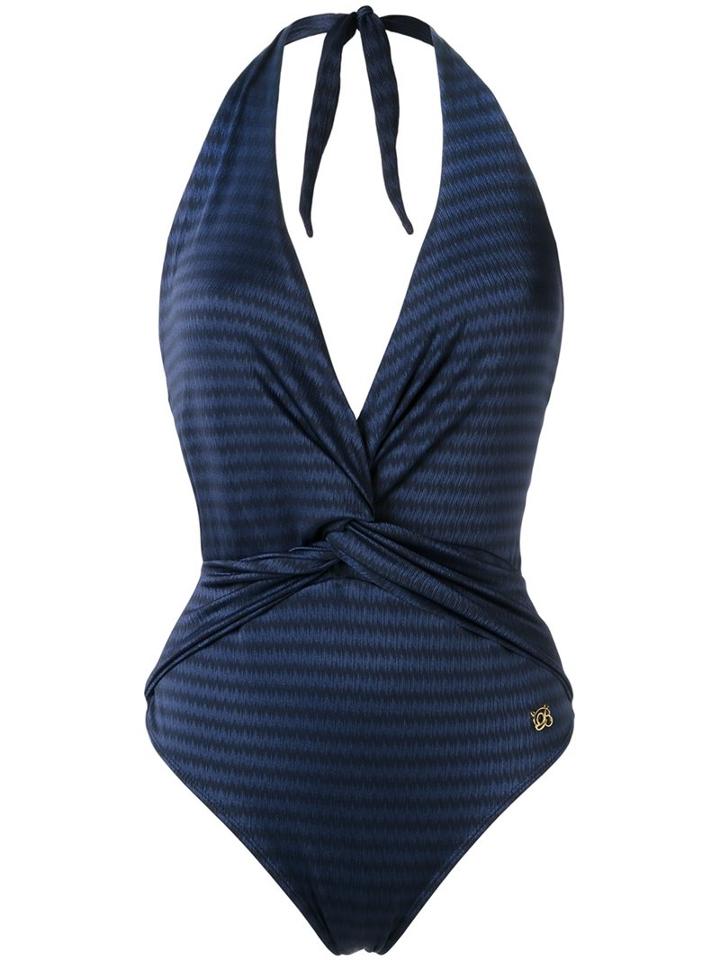Brigitte V-neck Swimsuit, Women's, Size: Medium, Blue, Elastodiene/polyamide