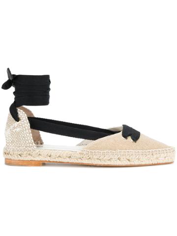 Manolo X Castaner Lace-up Ballerina Shoes - Nude & Neutrals