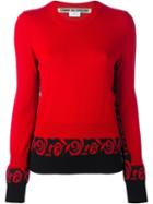 Comme Des Garçons Rose Print Detail Jumper, Women's, Size: Large, Red, Wool