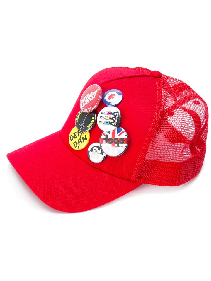 Dsquared2 - Badge Cap - Men - Cotton/polyester - One Size, Red, Cotton/polyester