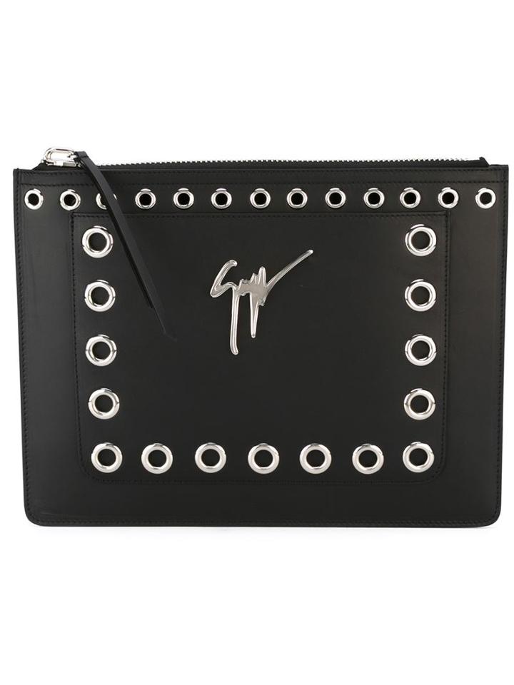 Giuseppe Zanotti Design Signature Clutch, Men's, Black, Leather/metal Other