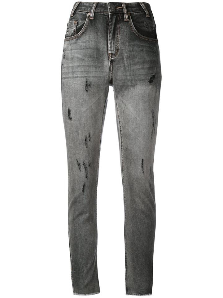 One Teaspoon Cropped Super Skinny Jeans - Black