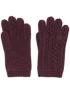 Aspesi Cable Knit Gloves - Red
