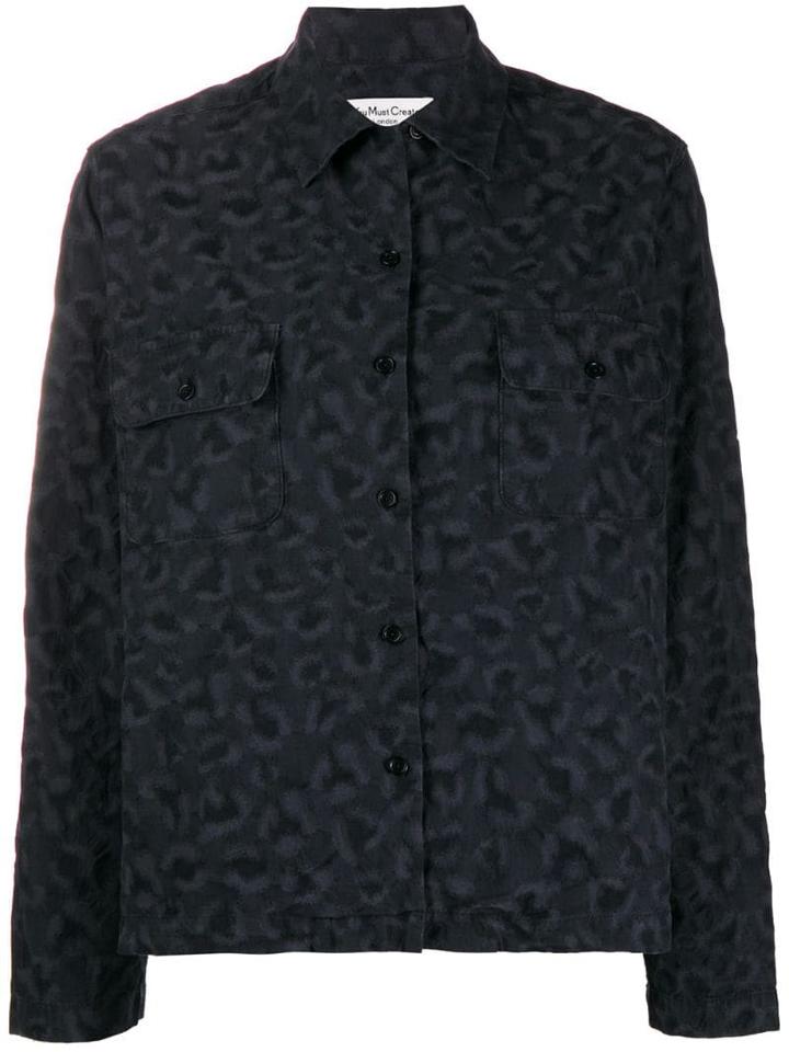 Ymc Embroidered Long-sleeve Shirt - Black