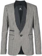 Tom Rebl Striped Shawl Collar Blazer - Brown