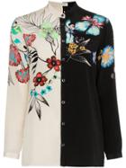 Etro Two-tone Floral Print Shirt - Black