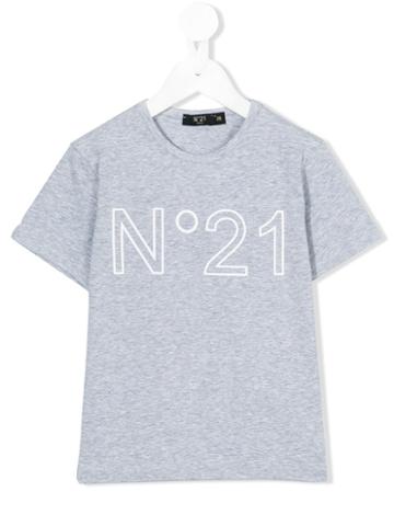 No21 Kids - Logo Print T-shirt - Kids - Cotton/spandex/elastane - 4 Yrs, Grey