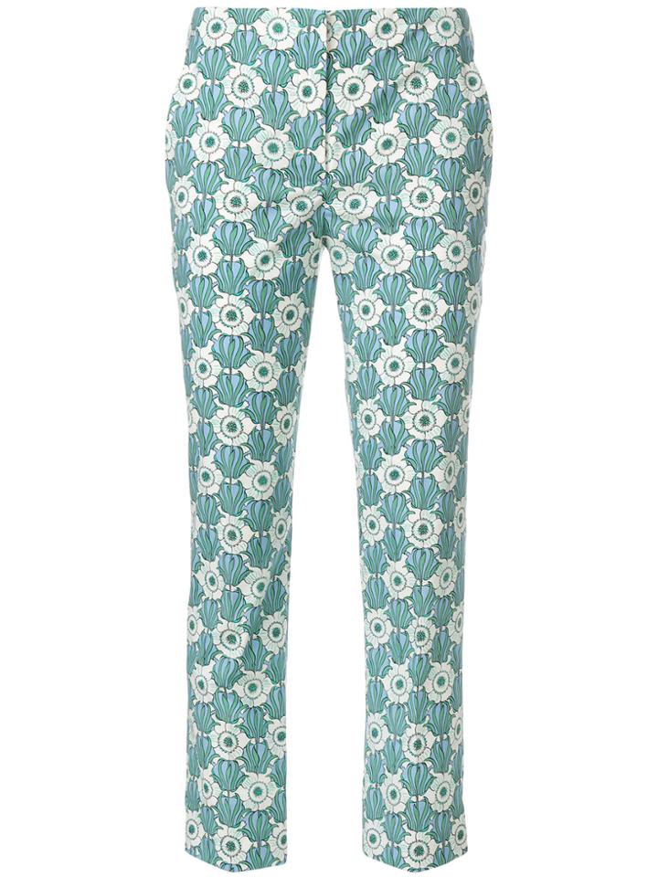 Prada Floral Print Trousers - Green
