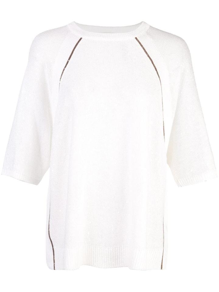 Brunello Cucinelli Short Sleeved Top - White