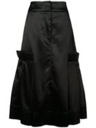 Phoebe English Satin Flared Skirt - Black