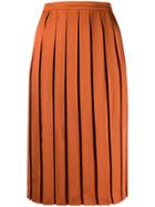 Plan C Pleated Midi Skirt - Orange
