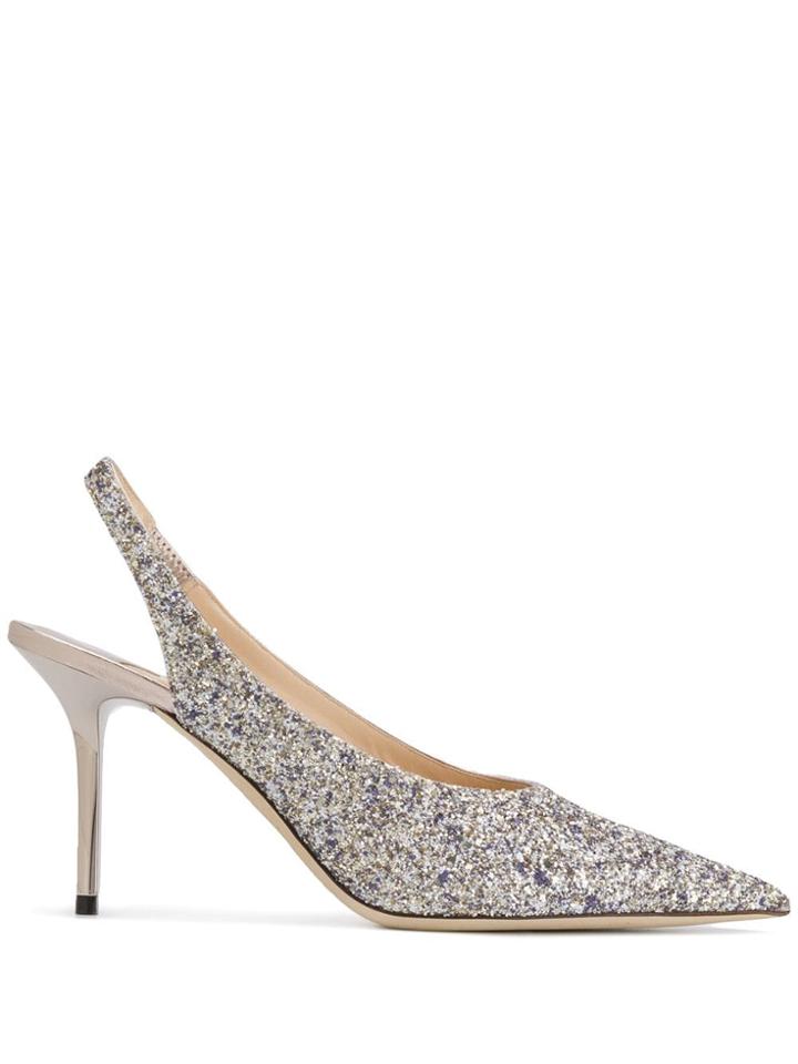 Jimmy Choo Slingback Glitter Pumps - Silver