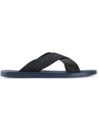 Giorgio Armani Logo Crossed Sandals - Black