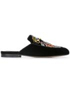 Gucci Princetown Embroidered Mules - Black