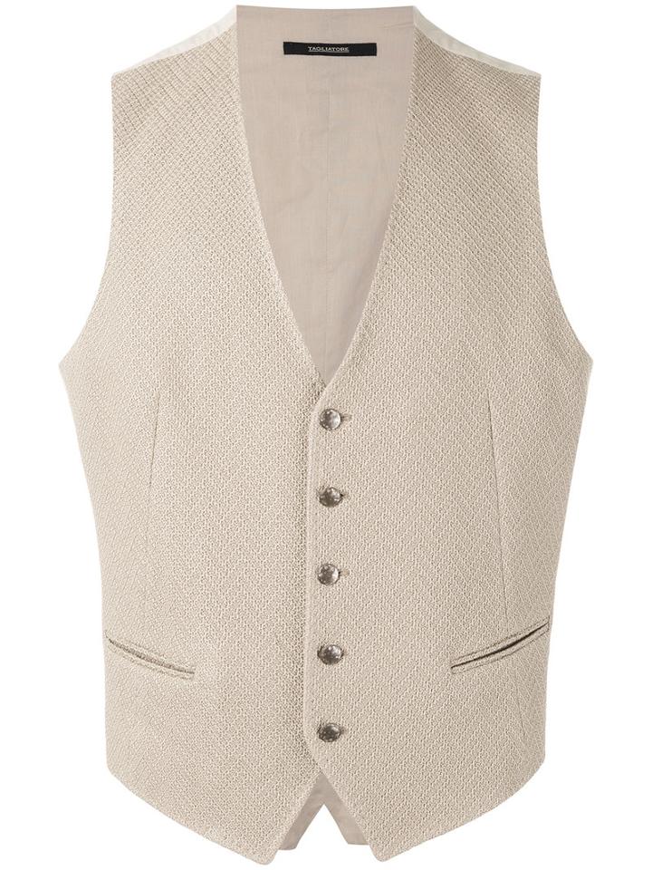 Tagliatore - Knitted Waistcoat - Men - Cotton - 50, Nude/neutrals, Cotton