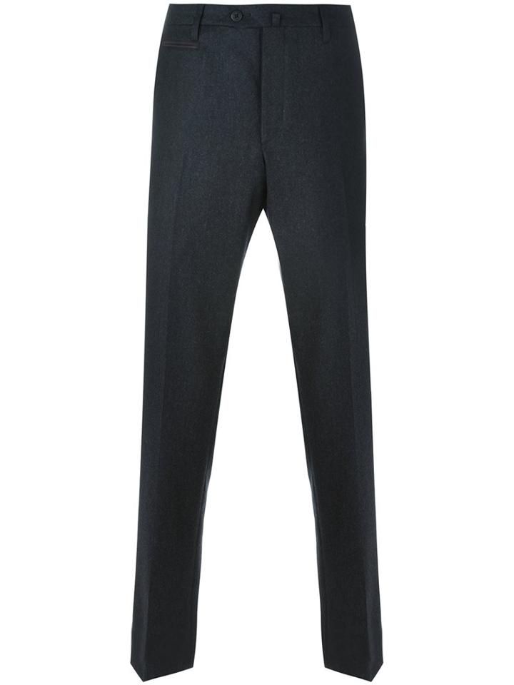 Corneliani Straight Legged Trousers, Men's, Size: 56, Grey, Virgin Wool