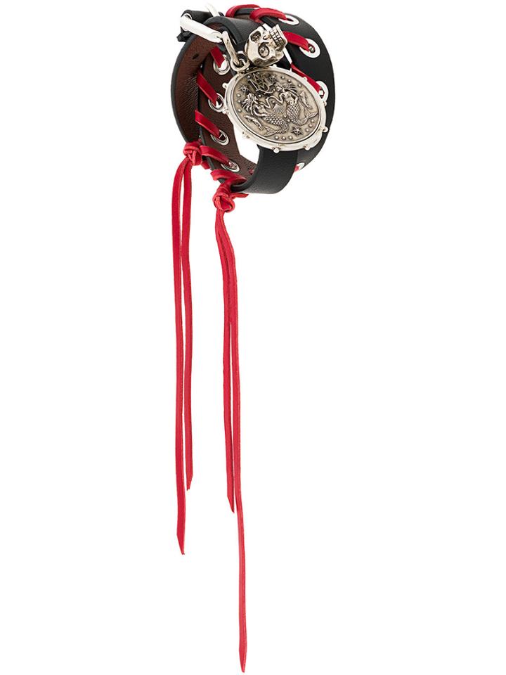 Alexander Mcqueen Medallion And Skull Bracelet - Black