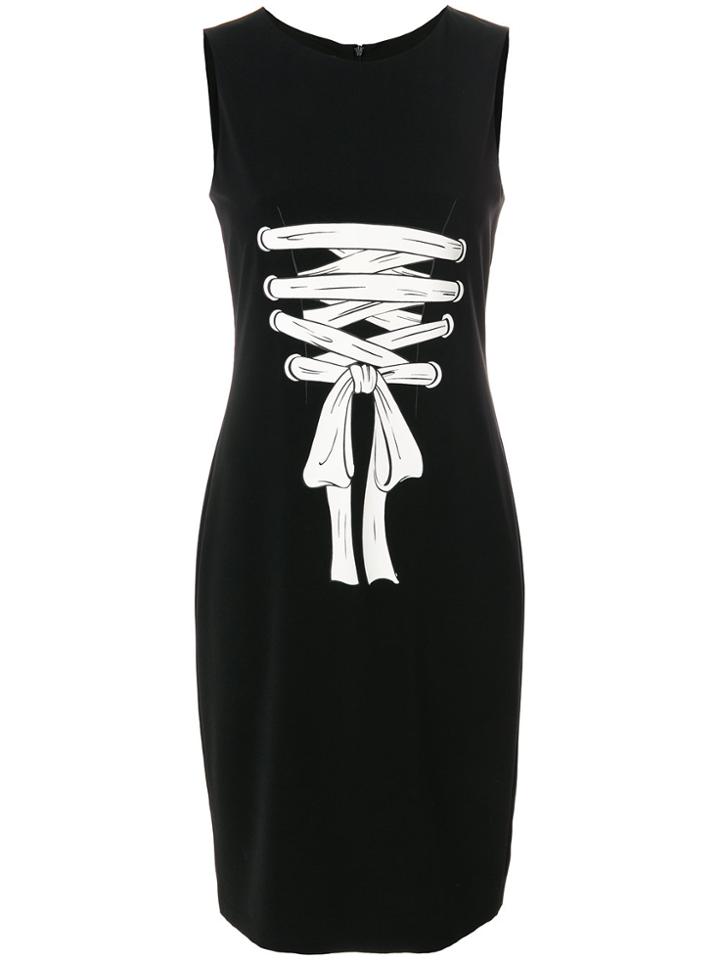 Boutique Moschino Ribbon Print Dress - Black