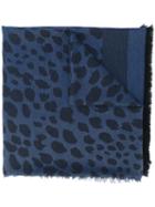 Paul Smith - Printed Fringed Scarf - Women - Silk/cotton/wool - One Size, Blue, Silk/cotton/wool
