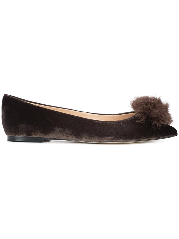 Sam Edelman Pom Pom Ballerina Shoes - Brown