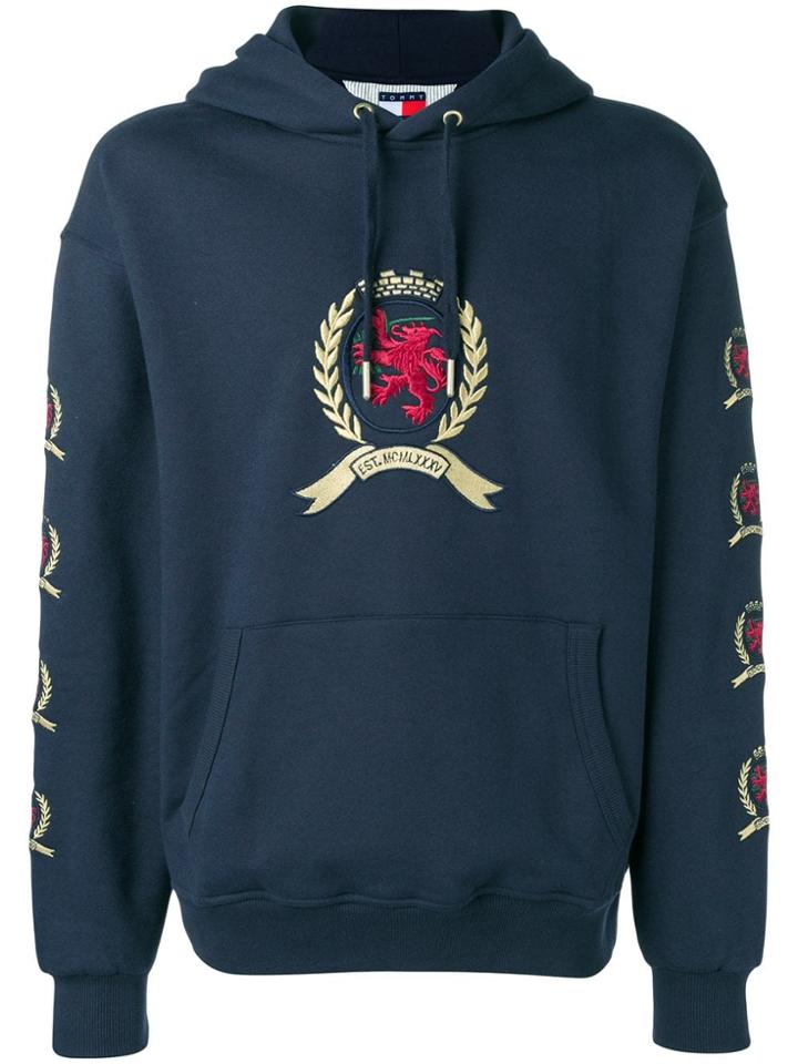 Tommy Jeans Embroidered Logo Hoodie - Blue
