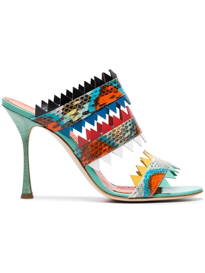 Manolo Blahnik Multi Coloured Arpege 105 Snakeskin Sandals -