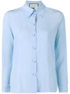 Gucci Buttoned Long Sleeve Shirt, Women's, Size: 36, Blue, Silk