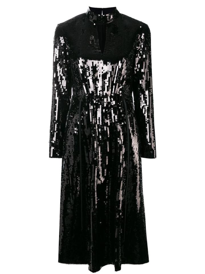 Tibi Avril Sequinned Midi Dress - Black