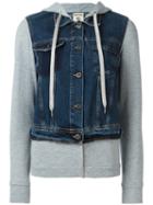 Semicouture Denim Layered Zipped Hoody, Size: 42, Blue, Cotton