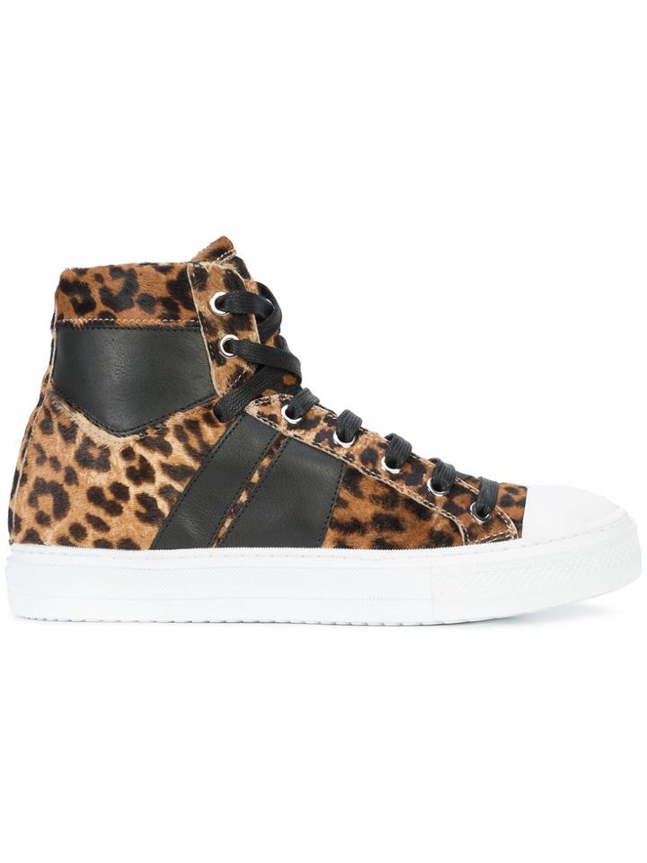 Amiri Leopard-print Hi-top Sneakers - Brown