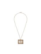 Chanel Vintage Cc Logos Imitation Pearl Pendant Necklace - Metallic