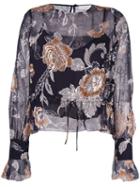 See By Chloé Drawstring Floral Blouse - Black