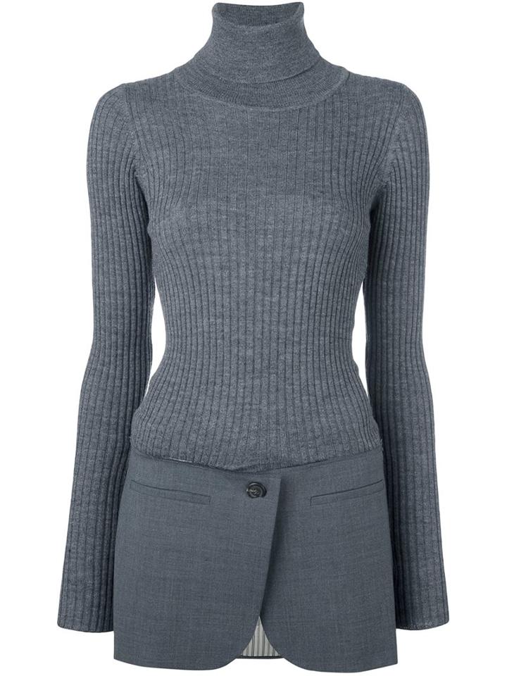 Erika Cavallini 'zoie' Roll Neck Sweater, Women's, Size: Large, Grey, Acrylic/polyester/spandex/elastane/virgin Wool