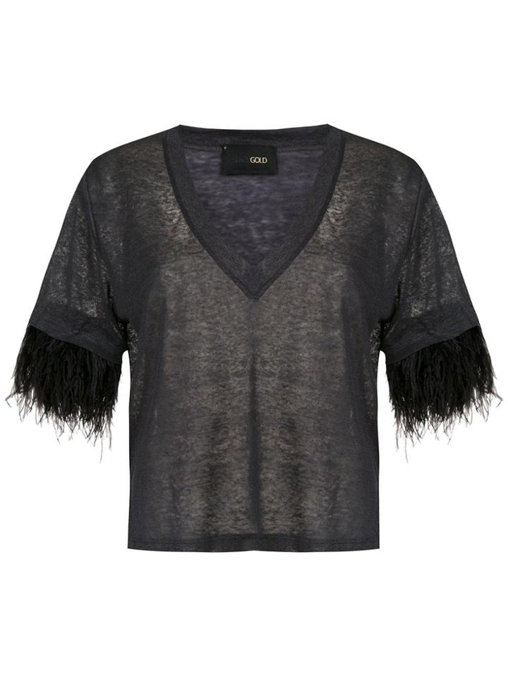 Andrea Bogosian Embellished Sheer T-shirt - Black