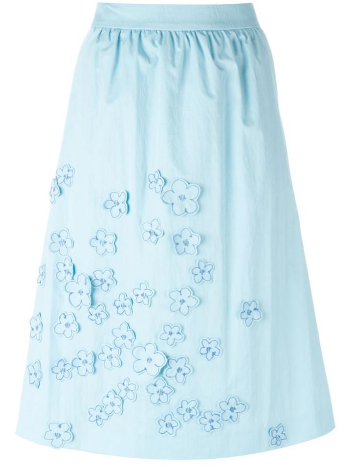 Jimi Roos Flowers Appliqué Skirt, Women's, Size: M, Blue, Cupro/cotton/polyamide