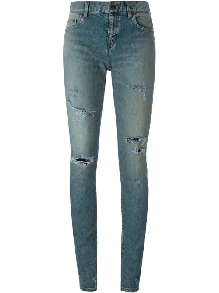 Saint Laurent Washed Skinny Jeans - Blue