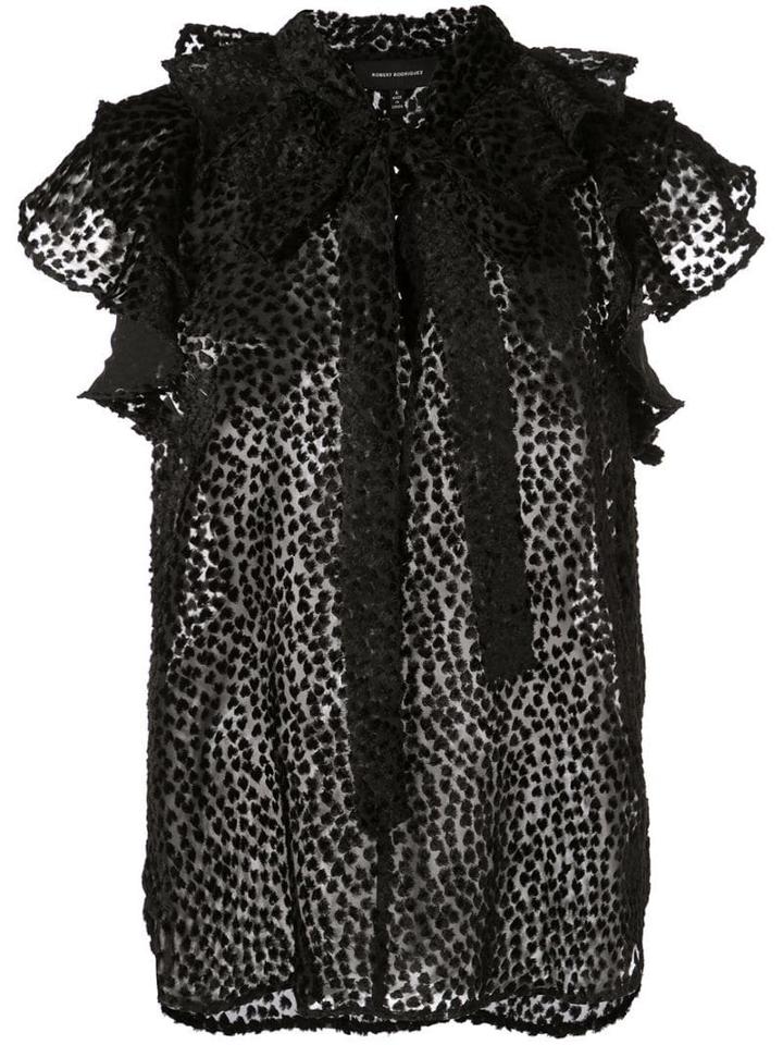 Robert Rodriguez Studio Spotted Tie Neck Blouse - Black
