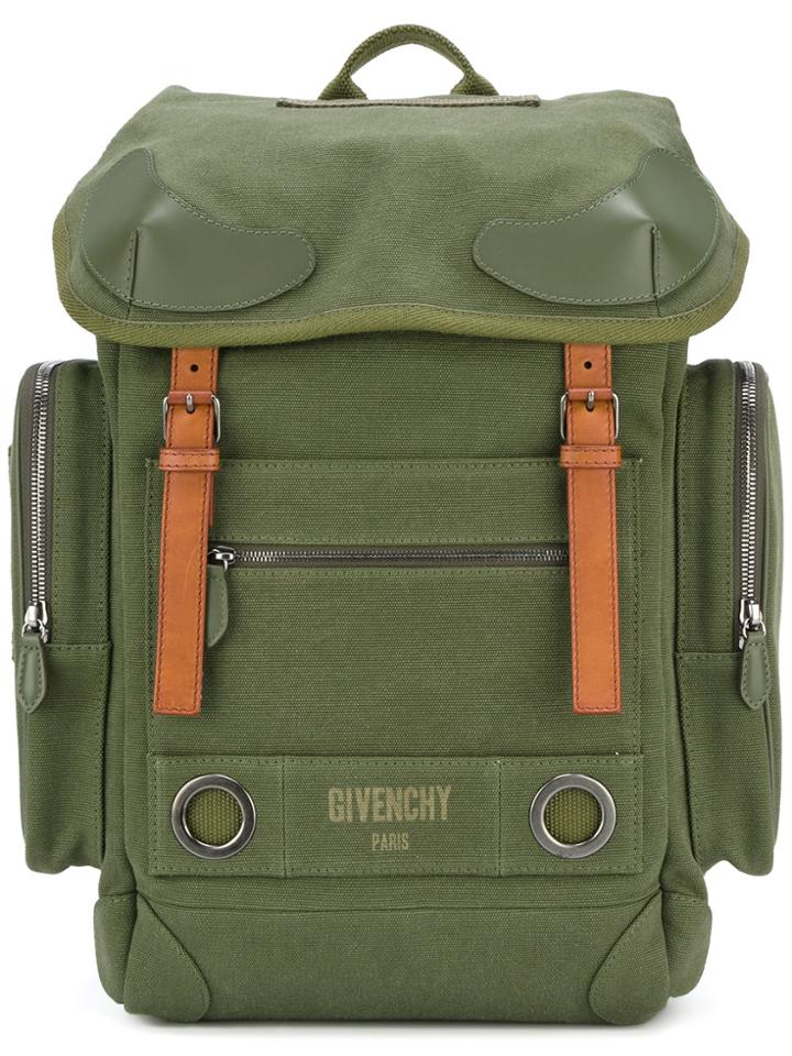 Givenchy Logo Print Military Backpack - Green