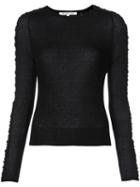 Helmut Lang - Gathered Side-stripe Jumper - Women - Silk/nylon - S, Black, Silk/nylon