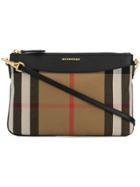 Burberry House Check And Leather Clutch Bag - Black