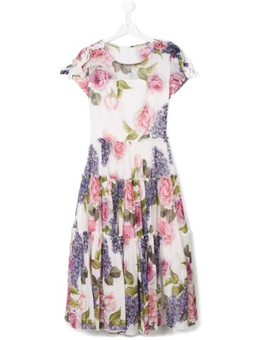Monnalisa Chic Tuscan Garden Georgette Dress - White
