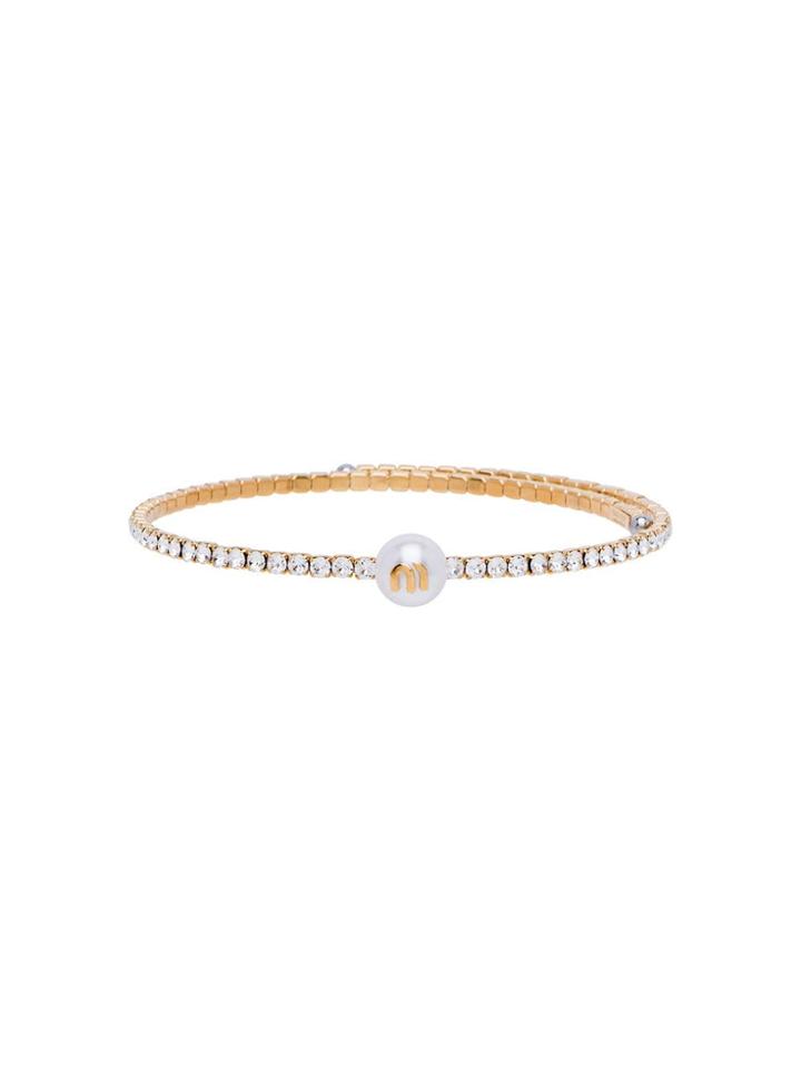 Miu Miu Solitaire Jewels Choker Necklace - F0zjk Gold + White +