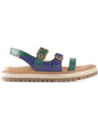 L Autre Chose Buckled Strappy Sandals, Women's, Size: 39, Blue, Cork/calf Leather/rubber/straw