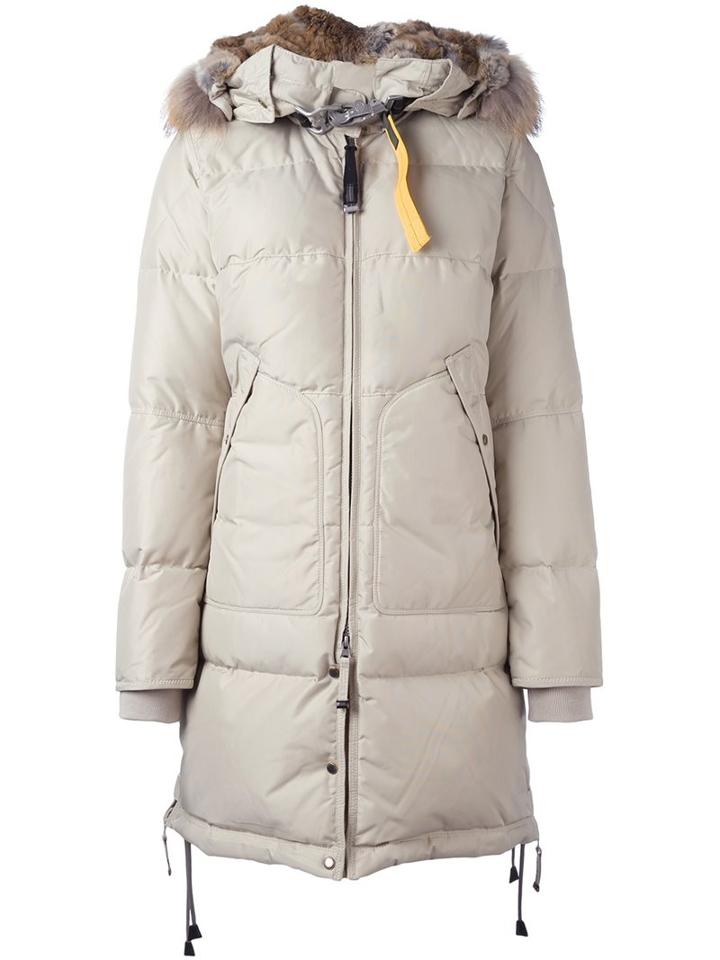 Parajumpers Collar Detail Long Puffer Jacket, Women's, Size: Xs, Nude/neutrals, Polyamide/polyester/feather Down/rabbit Fur