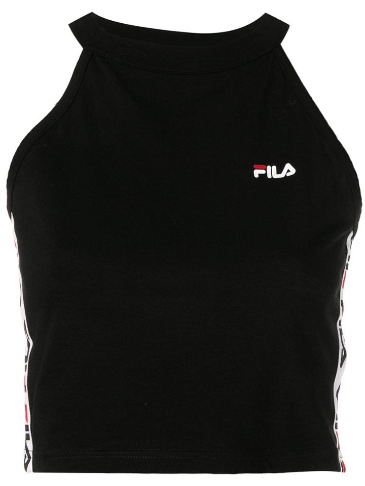 Fila Logo Tape Cropped Top - Black