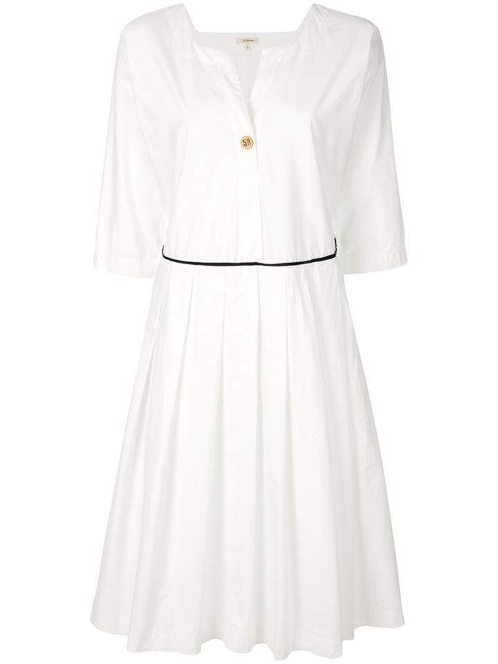Bellerose Contrast-trim Pleated Shirt Dress - White