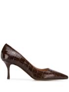 The Seller Pointed Croc Effect Pumps - Brown