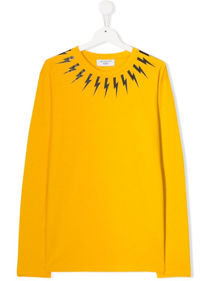 Neil Barrett Kids Lightening Bolt Print T-shirt - Yellow