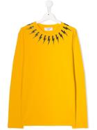 Neil Barrett Kids Lightening Bolt Print T-shirt - Yellow
