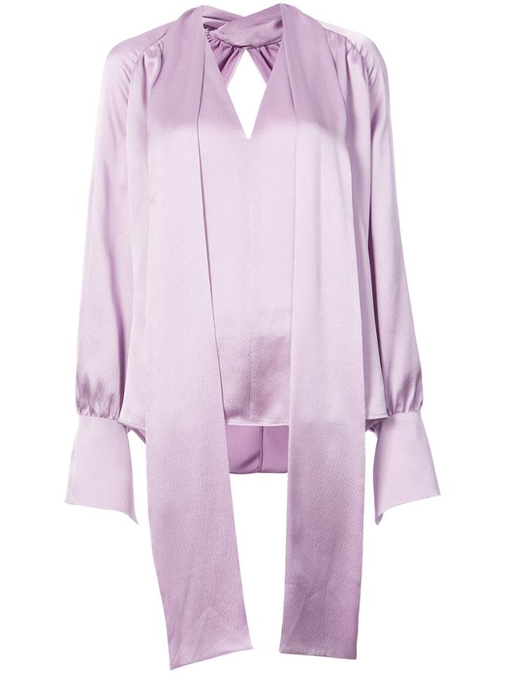 Petar Petrov Cutout-back Tie-neck Blouse - Pink & Purple